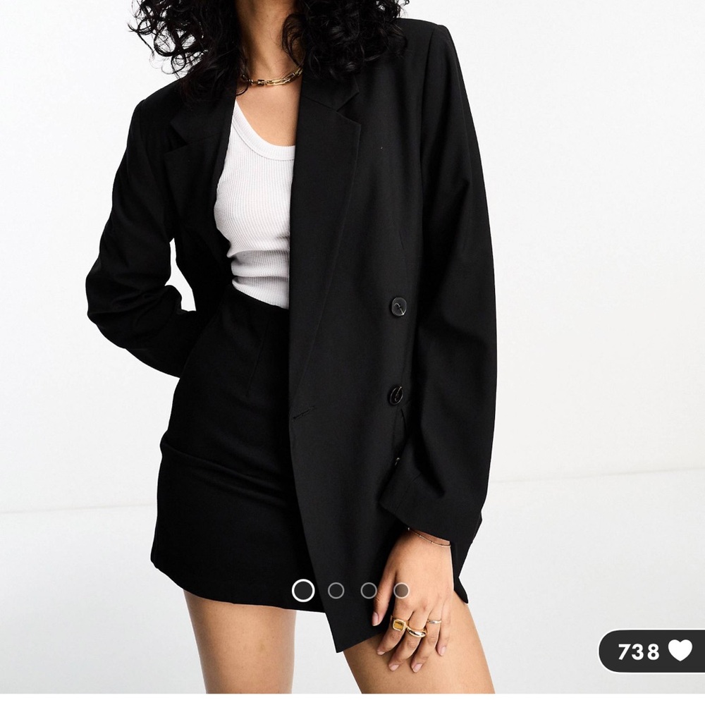 ASOS Design double breasted oversized black blazer.